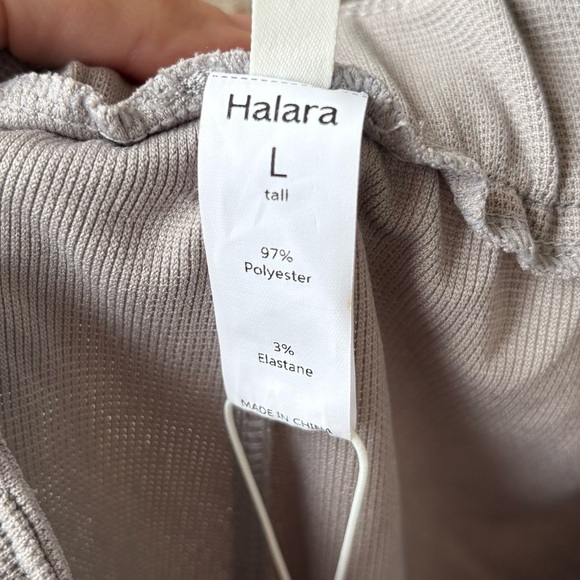 HALARA High Waist Waffle Knit Wide Leg Pants Gray Size Large Long NWT - Picture 5 of 11